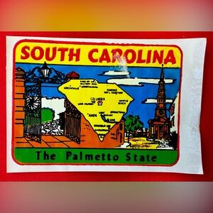 South Carolina VTG Baxter Lane Co. Travel Decal Waterslide NOS Sticker Suitcase